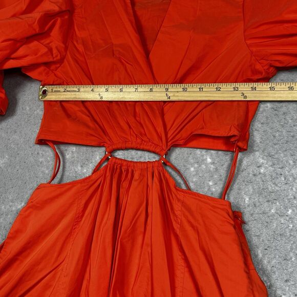 Jonathan Simkhai Dress Womens Small Orange Collared Cutout Waist Mini Dress $365 - Picture 7 of 15